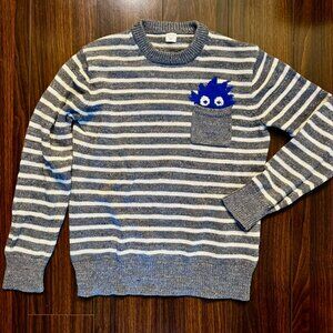 J. Crew/Crewcuts Kids Gray and White Crewneck Sweater – 100% Cotton – Size 12